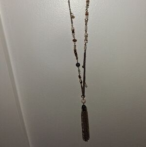 Elegant Beaded Tassel Necklace 18in